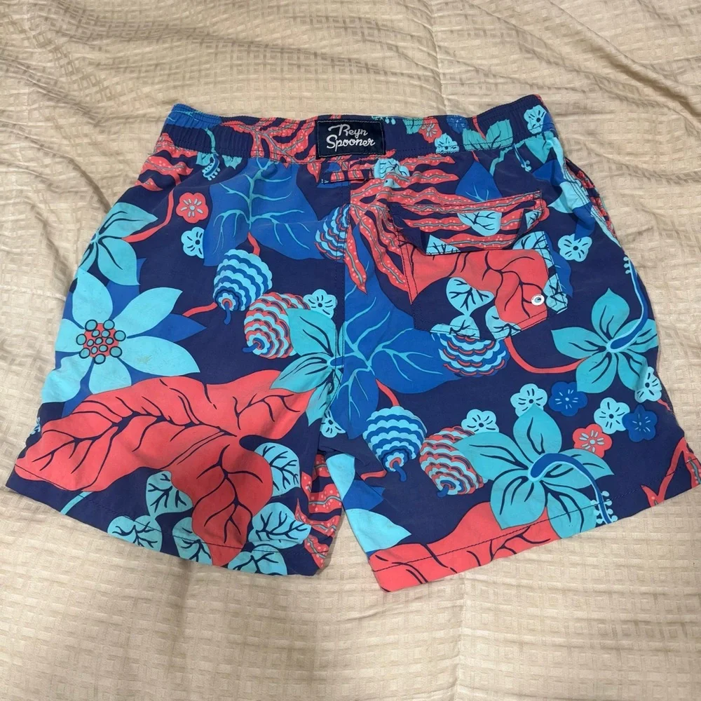 Reyn Spooner Blue and Pink Floral Swim Trunks